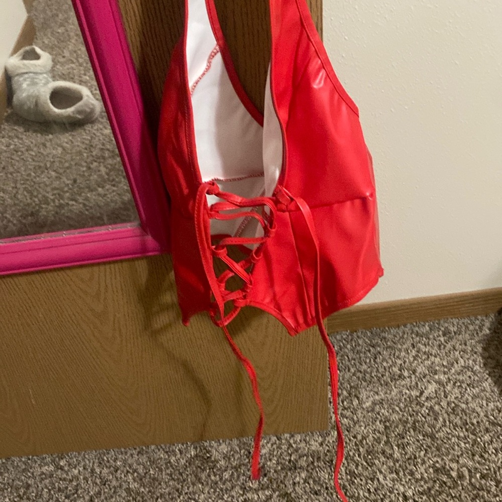 SHEIN leather halter top
